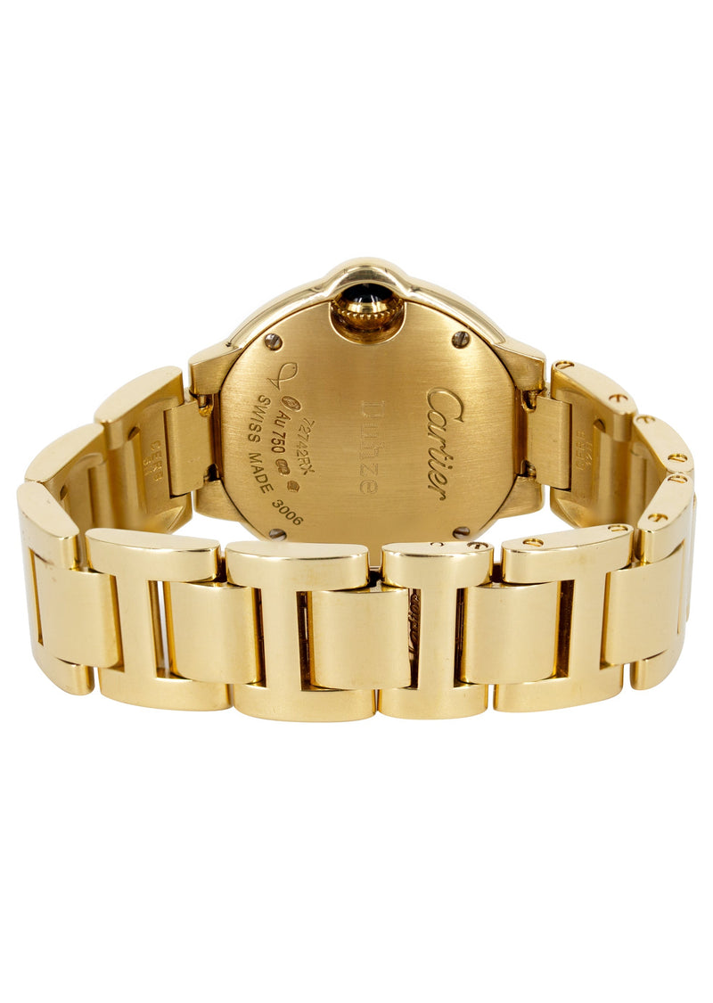 CARTIER DIAMOND BALLON BLEU WATCH IN 18K GOLD | SILVER DIAMOND DIAL | 36 MM