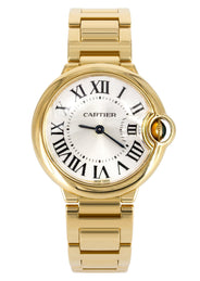 CARTIER DIAMOND BALLON BLEU WATCH IN 18K GOLD | WHITE ROMAN DIAL | 36 MM