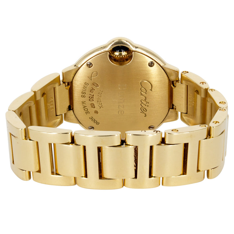 CARTIER DIAMOND BALLON BLEU WATCH IN 18K GOLD | WHITE ROMAN DIAL | 36 MM