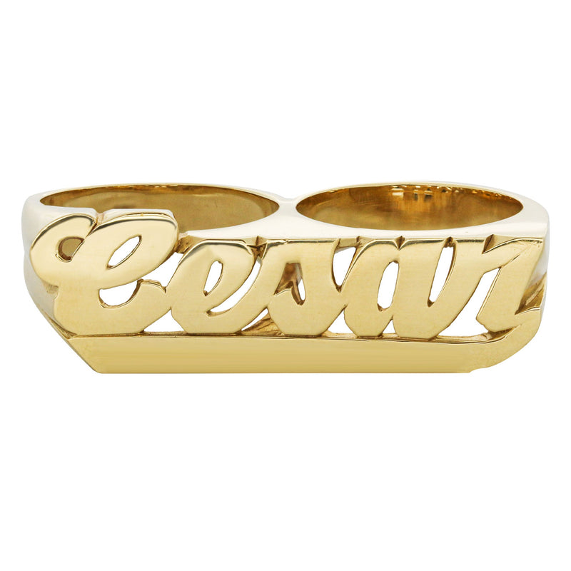 14K Gold Two Finger Name Ring | Appx. 20.5 Grams