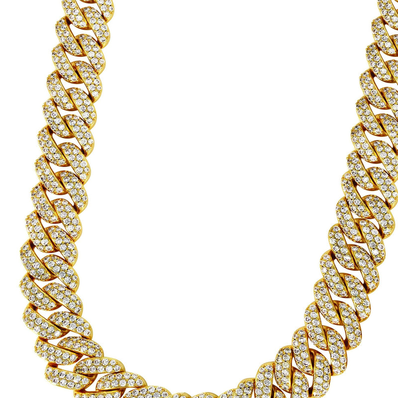 Gold Plated Mens Chain Iced Out Miami Cuban Link