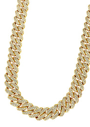 Gold Plated Mens Chain Iced Out Miami Cuban Link