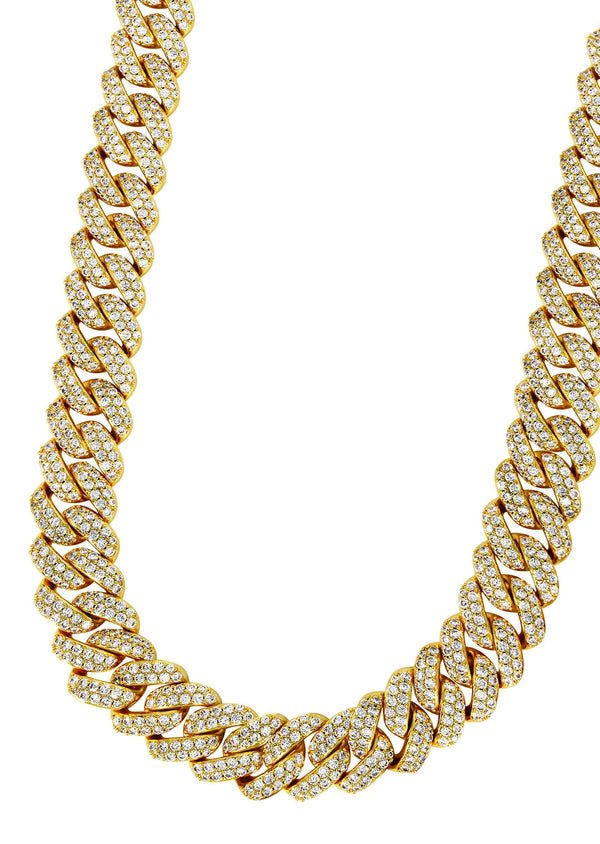 Gold Plated Mens Chain Iced Out Miami Cuban Link