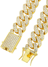 Gold Plated Mens Chain Iced Out Miami Cuban Link
