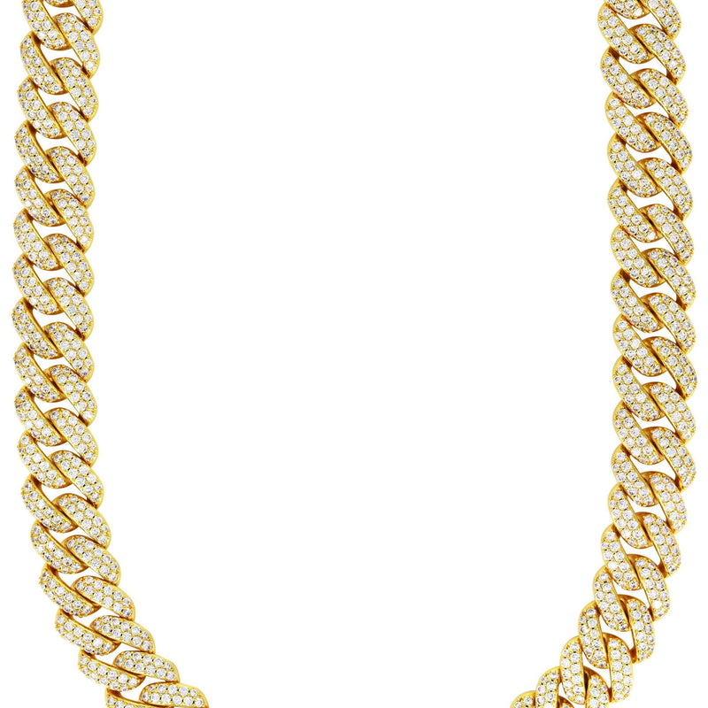 Gold Plated Mens Chain Iced Out Miami Cuban Link
