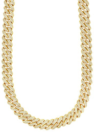Gold Plated Mens Chain Iced Out Miami Cuban Link