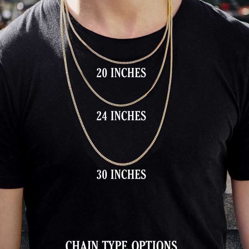 White Gold Plated Cuban Link Chain & Jigsaw Pendant | Appx. 25 Grams