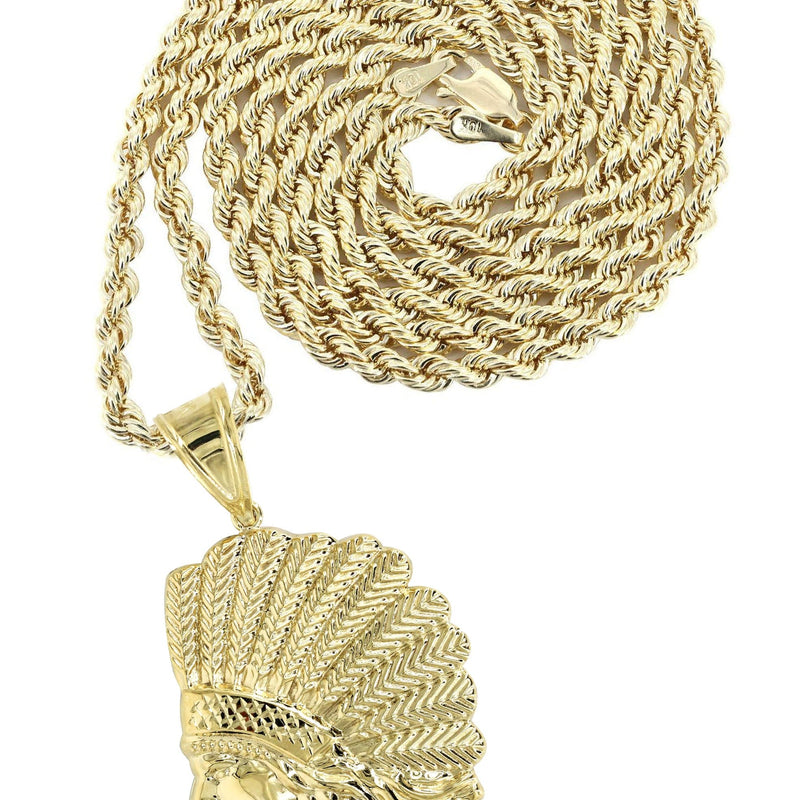 10K Yellow Gold Chief Head Necklace | Appx. 17.8 Grams