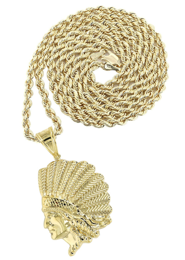 10K Yellow Gold Chief Head Necklace | Appx. 17.8 Grams