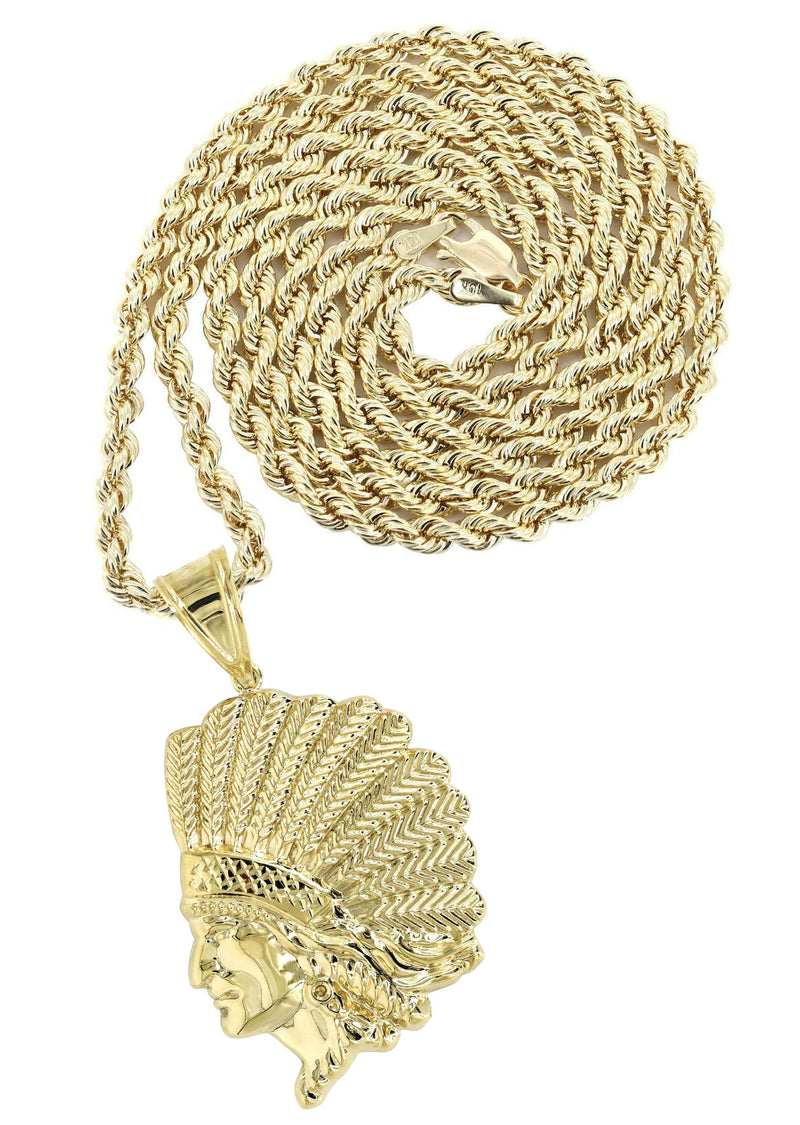 10K Yellow Gold Chief Head Necklace | Appx. 17.8 Grams