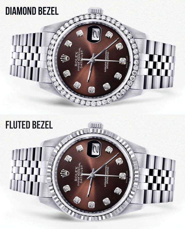 Diamond Mens  Rolex Datejust Watch 16200| 36MM | Chocolate Diamond Dial | Jubilee Band