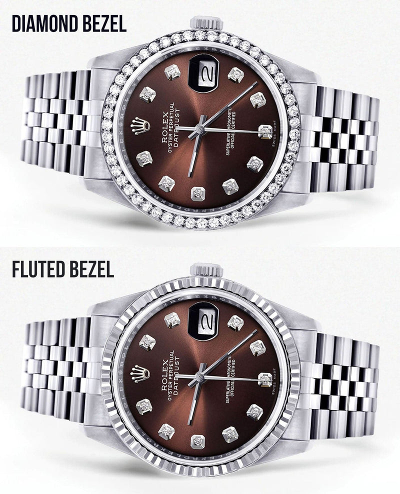 Diamond Mens  Rolex Datejust Watch 16200| 36MM | Chocolate Diamond Dial | Jubilee Band