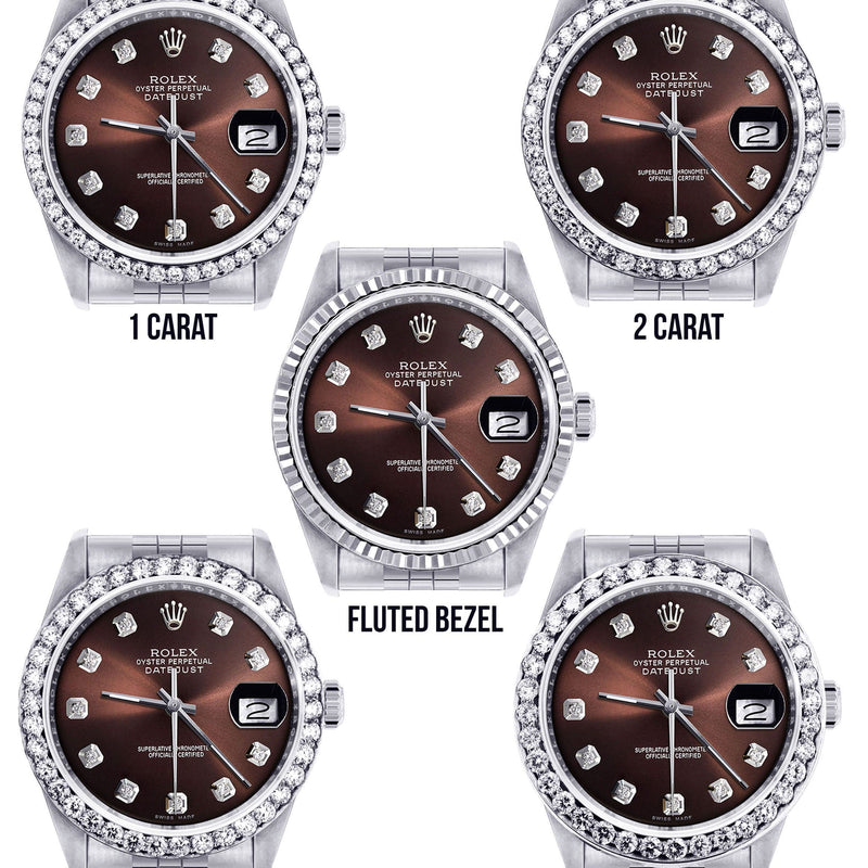 Diamond Mens  Rolex Datejust Watch 16200| 36MM | Chocolate Diamond Dial | Jubilee Band