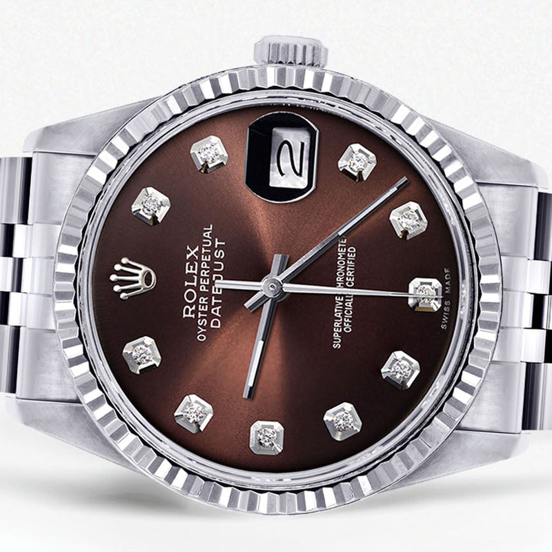 Womens Rolex Datejust Watch 16200 | Fluted Bezel | 36Mm | Chocolate Dial | Fluted Bezel | Jubilee Band