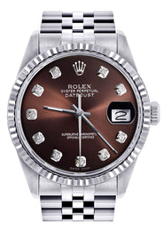 Mens Rolex Datejust Watch 16200 | Fluted Bezel | 36Mm | Chocolate Dial | Jubilee Band