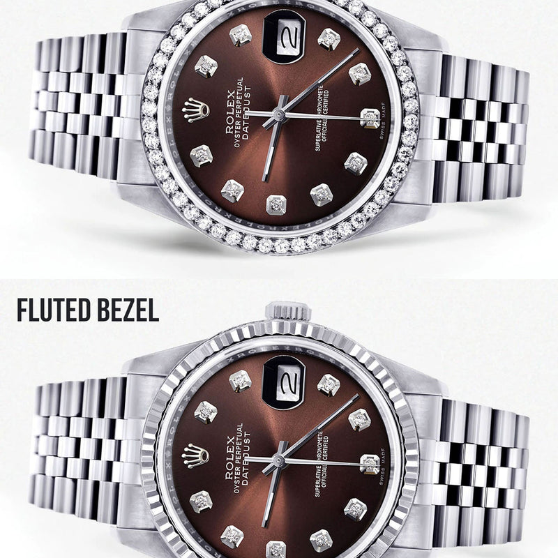 Womens Rolex Datejust Watch 16200| 36Mm | Chocolate Diamond Dial | Jubilee Band
