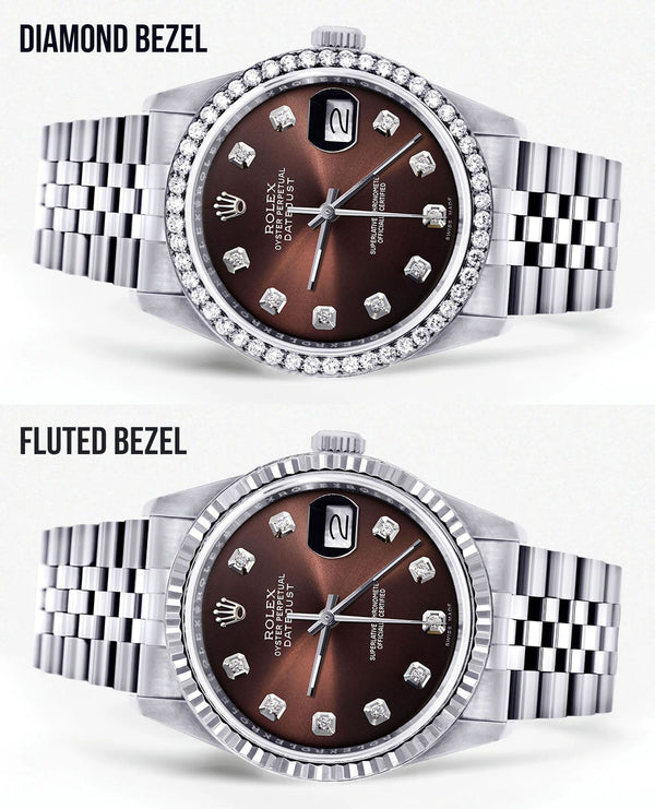 Womens Rolex Datejust Watch 16200| 36Mm | Chocolate Diamond Dial | Jubilee Band