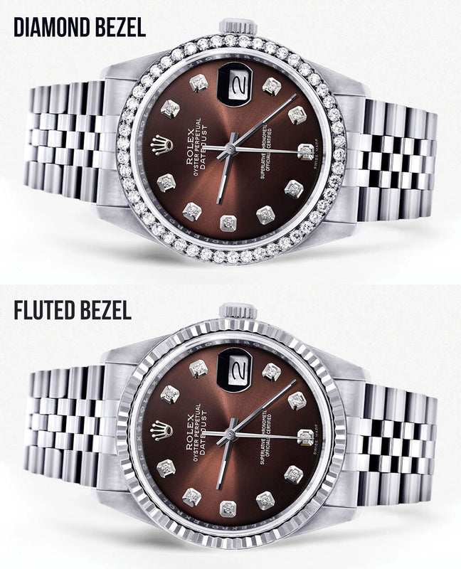 Womens Rolex Datejust Watch 16200| 36Mm | Chocolate Diamond Dial | Jubilee Band