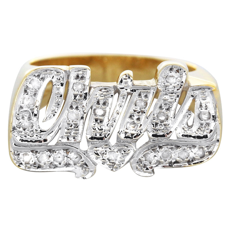 14K Diamond Two Tone Gold Name Ring | Appx. 6 Grams