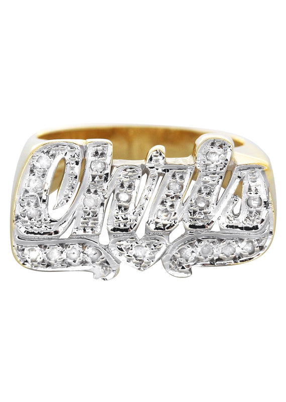 14K Diamond Two Tone Gold Name Ring | Appx. 6 Grams