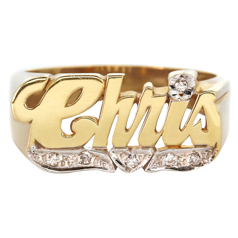 14K Diamond Gold Name Ring | Appx. 6 Grams