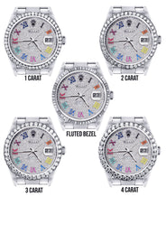 Diamond Mens Rolex Datejust Watch 16200  | 36MM | Full Diamond Color Roman Dial | Oyster Band