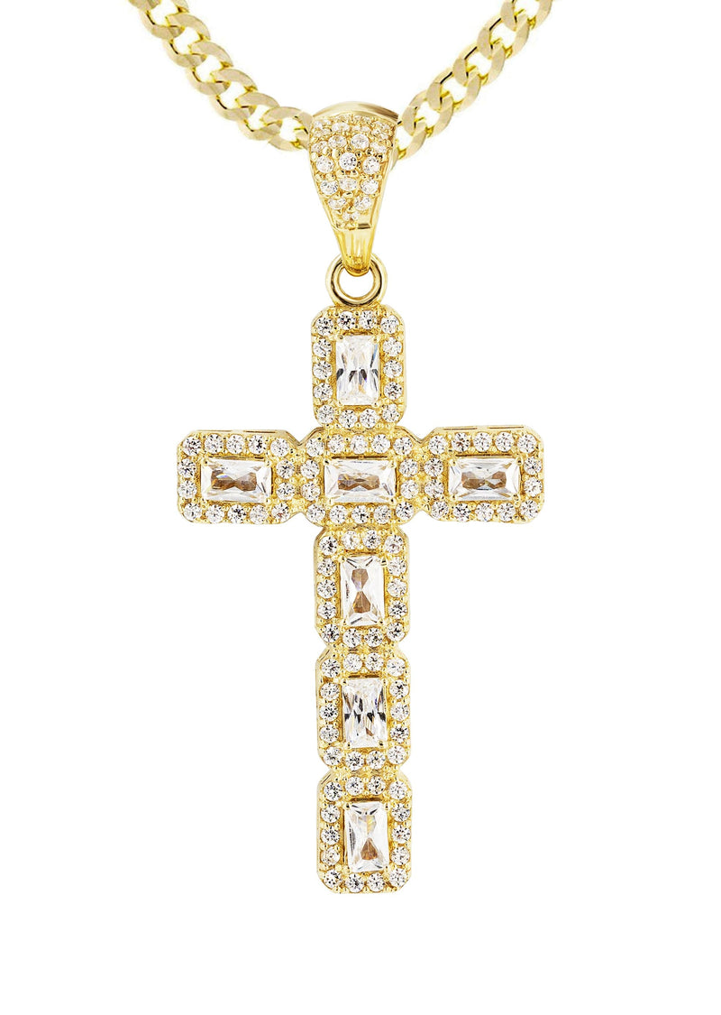 10K Yellow Gold Cross  3 Necklace | Appx. 14.7 Grams