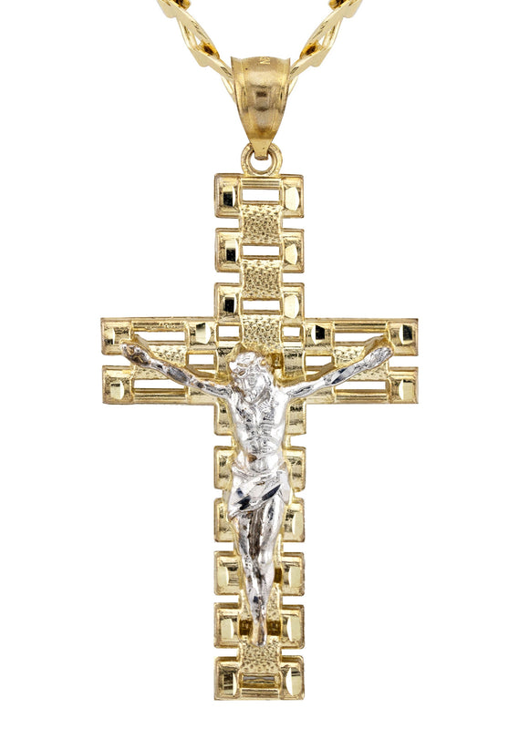 10K Yellow Gold Cross Necklace | Small 9 Grams - Large 17 Grams