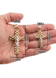 10K Yellow Gold Cross Necklace | Small 9 Grams - Large 17 Grams
