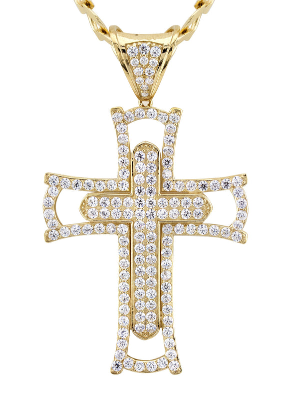 10K Yellow Gold Cross Necklace | Small 15 Grams - Large 46 Grams