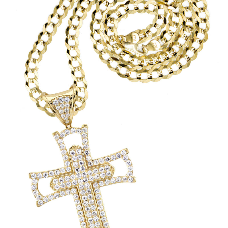 10K Yellow Gold Cross Necklace | Small 15 Grams - Large 46 Grams