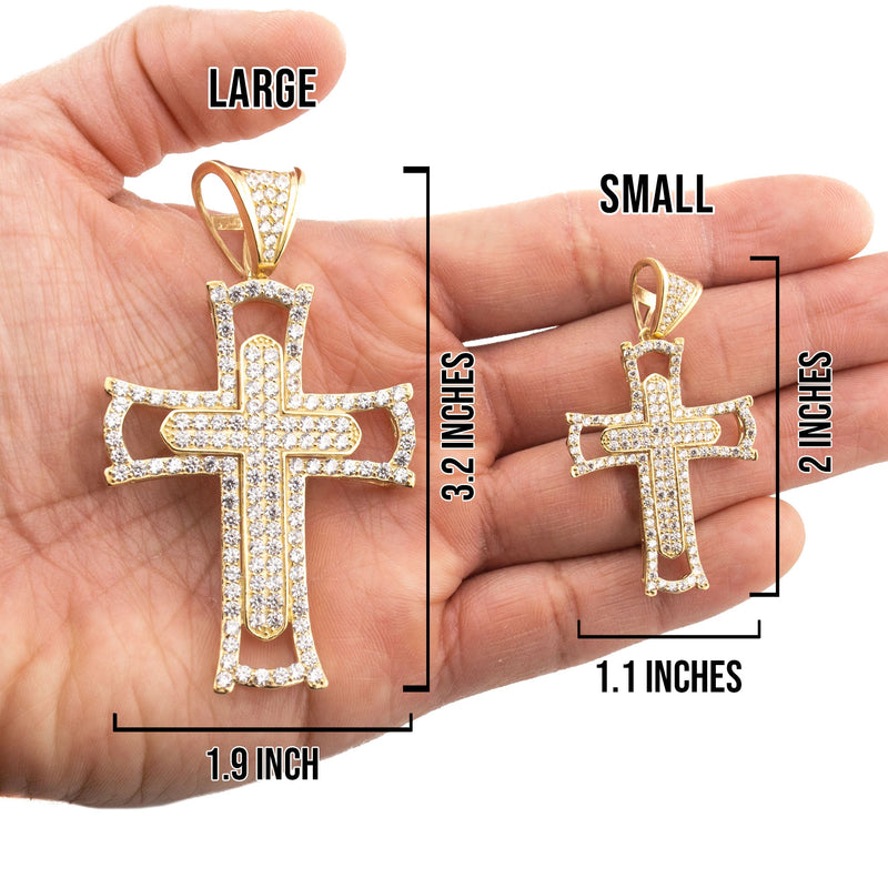10K Yellow Gold Cross Necklace | Small 15 Grams - Large 46 Grams