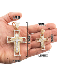 10K Yellow Gold Cross Necklace | Small 15 Grams - Large 46 Grams