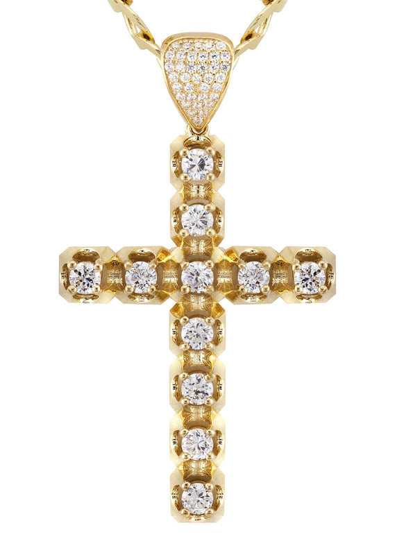 10K Yellow Gold Cross Necklace | Small 10 Grams - Large 26 Grams