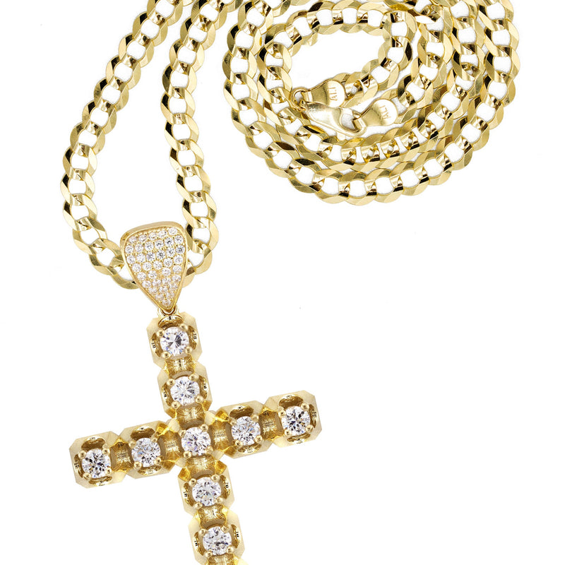 10K Yellow Gold Cross Necklace | Small 10 Grams - Large 26 Grams