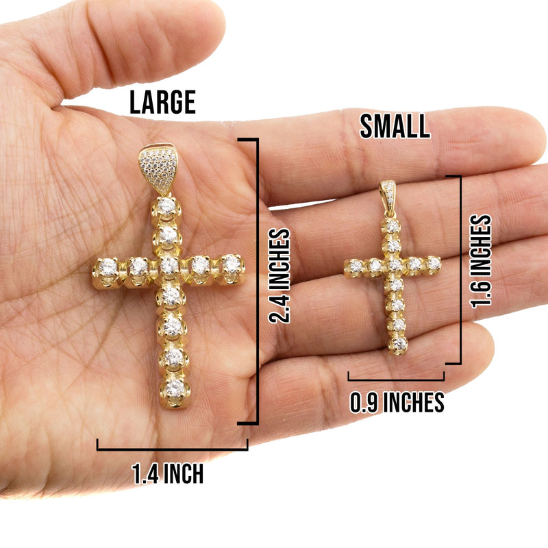 10K Yellow Gold Cross Necklace | Small 10 Grams - Large 26 Grams