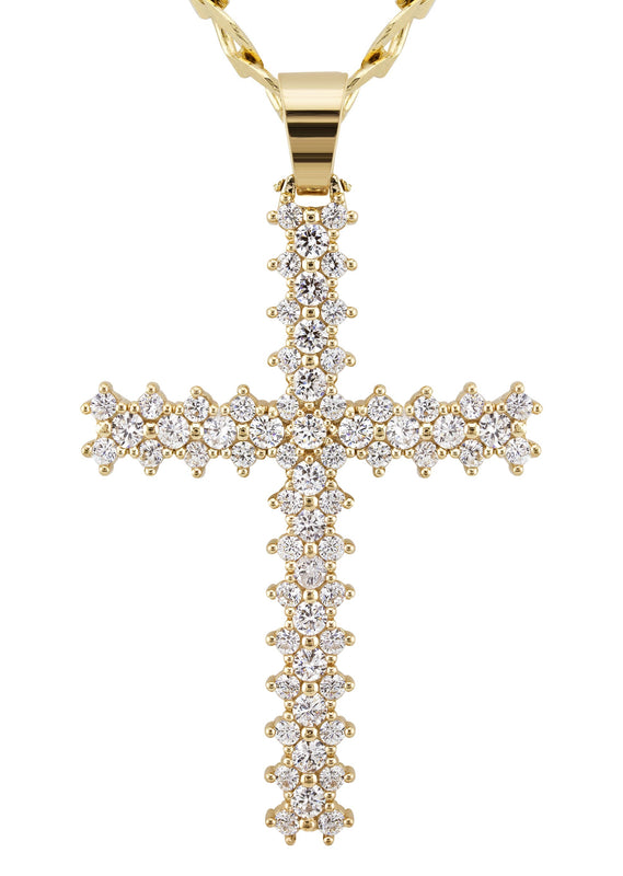 10K Yellow Gold Cross Necklace | Small 10 Grams - Large 28 Grams