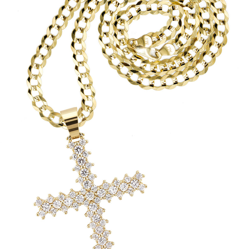 10K Yellow Gold Cross Necklace | Small 10 Grams - Large 28 Grams