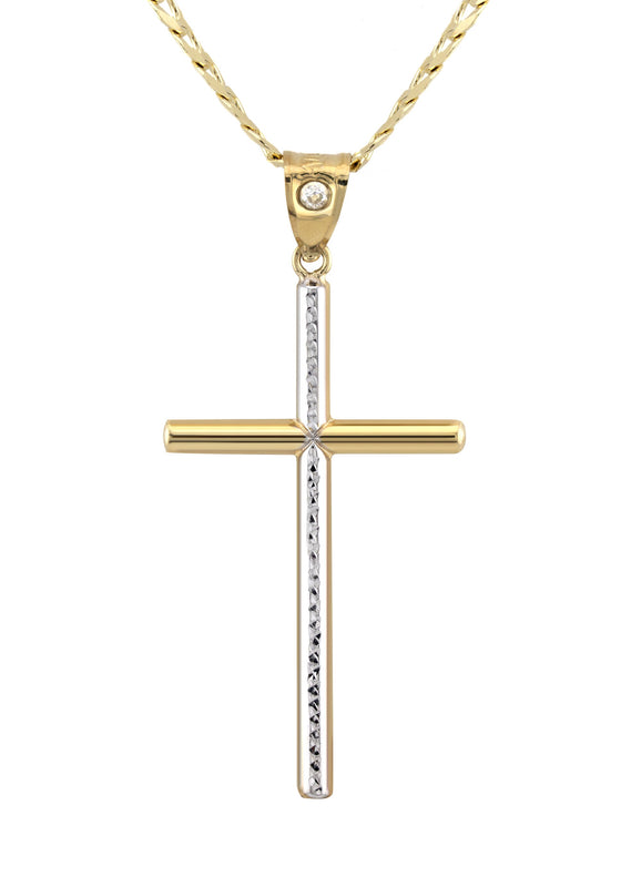 10K Yellow Gold Cross Necklace | Small 3 Grams - Large 7 Grams