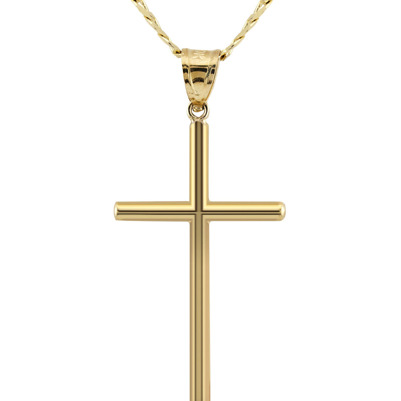 10K Yellow Gold Cross Necklace | Small 3 Grams - Large 7 Grams