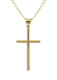 10K Yellow Gold Cross Necklace | Small 3 Grams - Large 7 Grams