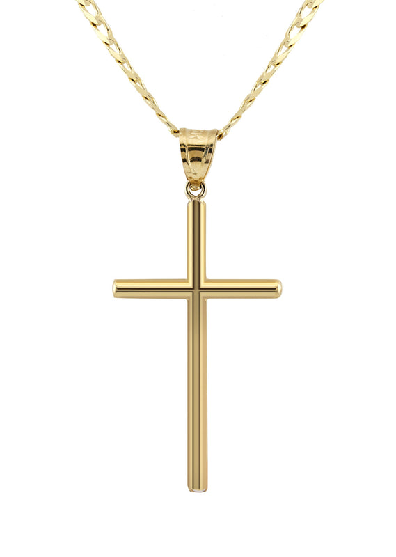 10K Yellow Gold Cross Necklace | Small 3 Grams - Large 7 Grams