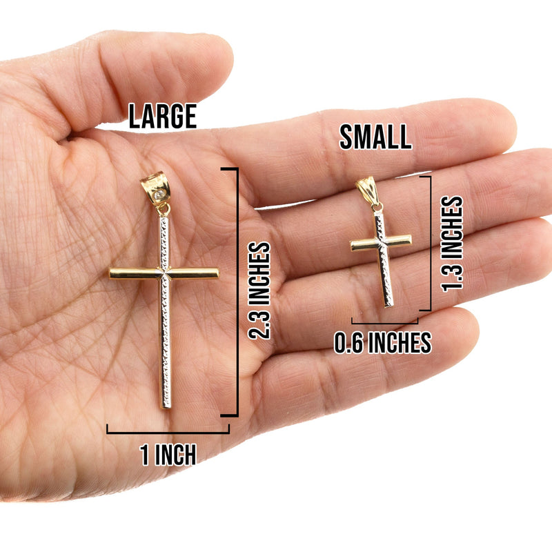 10K Yellow Gold Cross Necklace | Small 3 Grams - Large 7 Grams