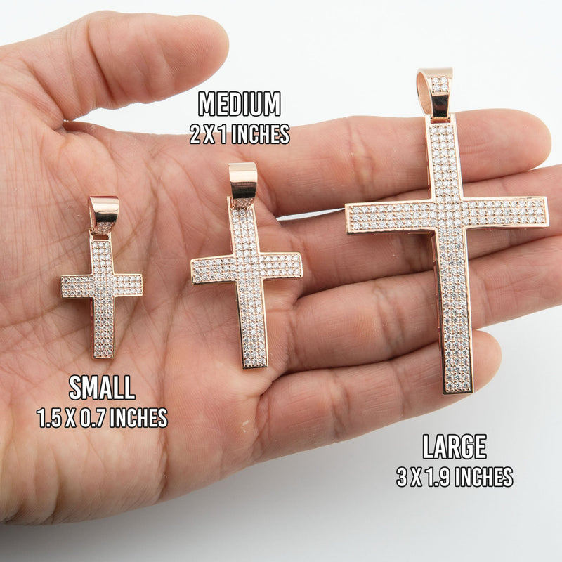 Men's VVS Lab Diamond Customizable Rose Gold Cross Necklace Pendant
