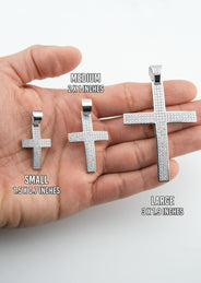 Men's VVS Lab Diamond Customizable White Gold Cross Necklace Pendant