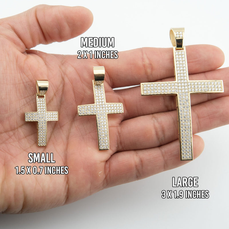 Men's VVS Lab Diamond Customizable Yellow Gold Cross Necklace Pendant