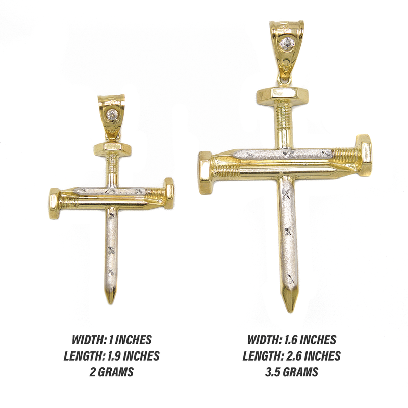 10K Gold Nail Cross Pendant | Customizable Size