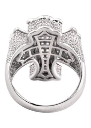 Mens Silver Baguette Cross Ring | Appx 10.8 Grams
