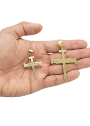 10K Gold Nail Cross Pendant | Customizable Size