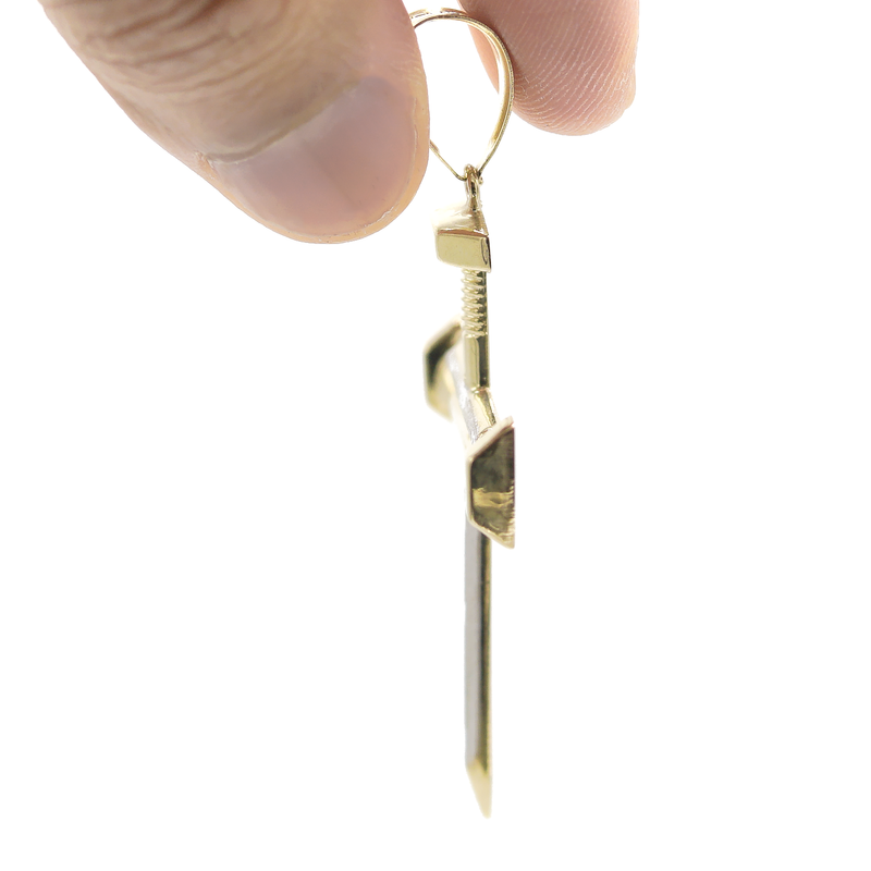 10K Gold Nail Cross Pendant | Customizable Size